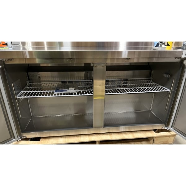 Scratch and Dent Avantco SS-WT-60F-HC 60" Two Door Worktop Freezer with 3 1/2" Backsplash