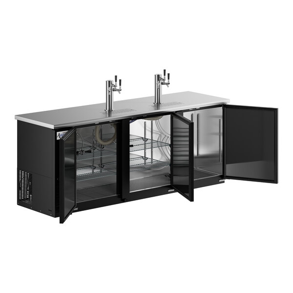 Scratch and Dent Avantco UDD-4-HC (2) Triple Tap Kegerator Beer Dispenser - Black, (3) 1/2 Keg Capacity