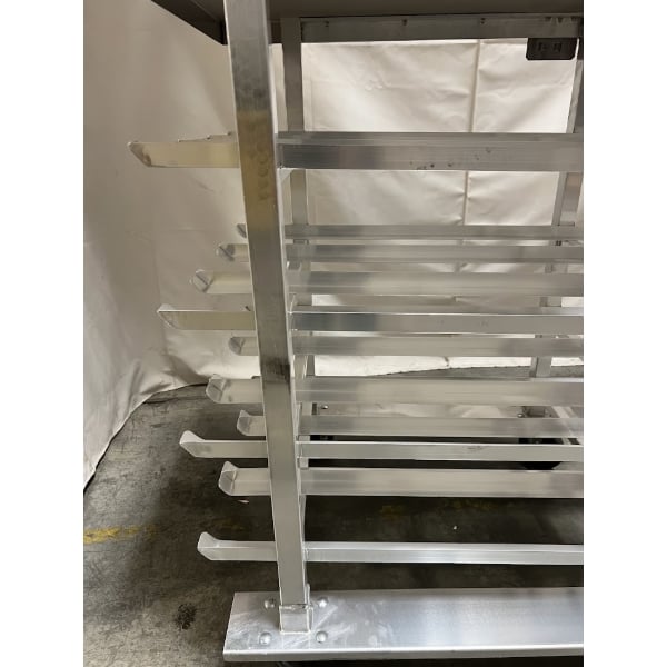 Scratch and Dent Regency Half-Size Mobile Aluminum Can Rack for #10 and #5 Cans with Stainless Steel Top and Mounted #1 Can Opener Base