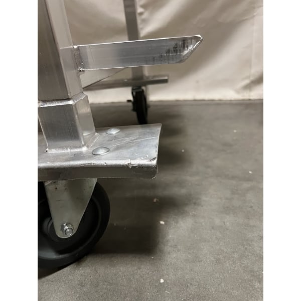 Scratch and Dent Regency Half-Size Mobile Aluminum Can Rack for #10 and #5 Cans with Stainless Steel Top and Mounted #1 Can Opener Base