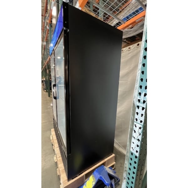 Scratch and Dent Avantco GDC-49F-HC 53" Black Swing Glass Door Merchandiser Freezer with LED Lighting