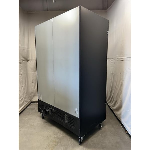 Scratch and Dent Avantco GDC-49-HC 53" Black Swing Glass Door Merchandiser Refrigerator with LED Lighting