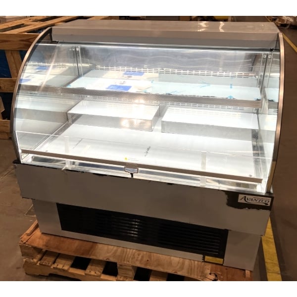 Scratch and Dent Avantco HAC-51-B 47 3/16" Black Horizontal Air Curtain Merchandiser with 1 Shelf and LED Lighting - 115V