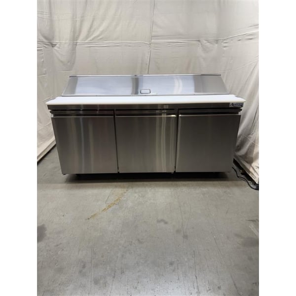 Scratch and Dent Avantco SS-PT-71-HC 70" 3 Door Stainless Steel ADA Height Refrigerated Sandwich Prep Table