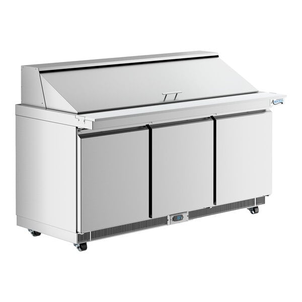 Scratch and Dent Avantco ZPT-71-FB-M-HC 71" 3 Door Front Breathing Mega Top Refrigerated Sandwich Prep Table