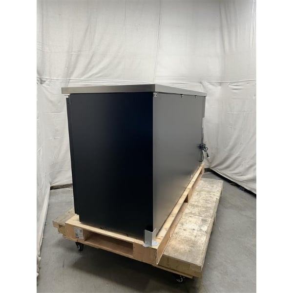 Scratch and Dent Avantco UBB-72G-HC 73" Black Counter Height Narrow Glass Door Back Bar Refrigerator with LED Lighting