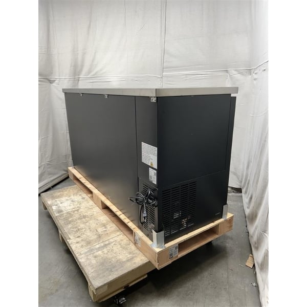 Scratch and Dent Avantco UBB-72G-HC 73" Black Counter Height Narrow Glass Door Back Bar Refrigerator with LED Lighting