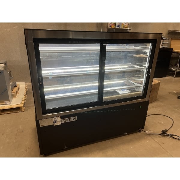 Scratch and Dent Avantco BCFD-60 59 1/8" Black Square Dry Bakery Display Case with LED Lighting