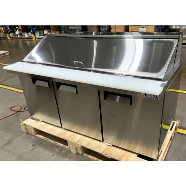 Scratch and Dent Avantco APT-71M-HC 70" 3 Door Mega Top Refrigerated Sandwich Prep Table