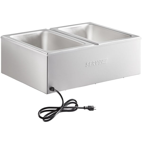 Scratch and Dent ServIt FW200D 12" x 20" Full Size Dual Well Electric Countertop Food Warmer with Digital Controls - 120V, 2000W