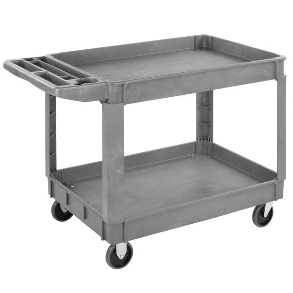 Scratch and Dent Carlisle 45" x 25" x 33" Gray Large Bin Top 2-Shelf Utility Cart UC452523