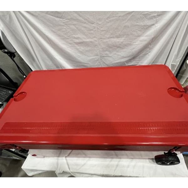Scratch and Dent CaterGator CG170RDW Red 170 Qt. Mobile Rotomolded Outdoor Cooler / Ice Chest
