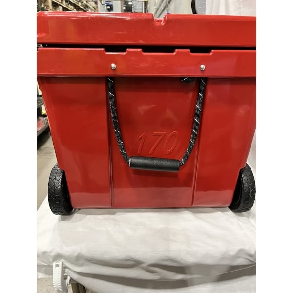 Scratch and Dent CaterGator CG170RDW Red 170 Qt. Mobile Rotomolded Outdoor Cooler / Ice Chest