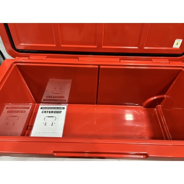 Scratch and Dent CaterGator CG170RDW Red 170 Qt. Mobile Rotomolded Outdoor Cooler / Ice Chest