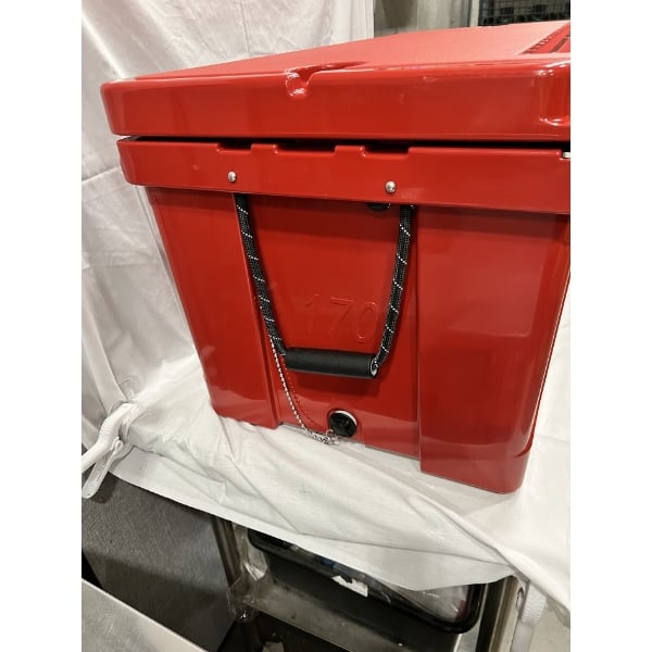 Scratch and Dent CaterGator CG170RDW Red 170 Qt. Mobile Rotomolded Outdoor Cooler / Ice Chest