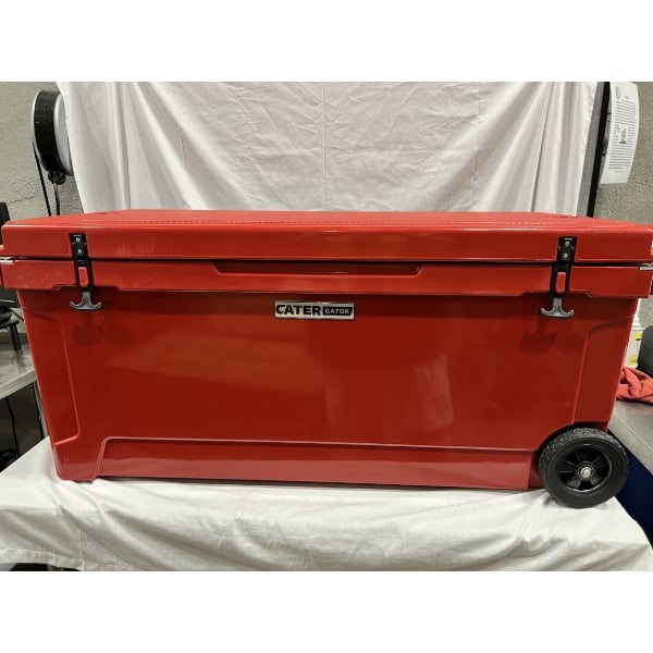 Scratch and Dent CaterGator CG170RDW Red 170 Qt. Mobile Rotomolded Outdoor Cooler / Ice Chest