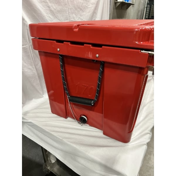Scratch and Dent CaterGator CG170RDW Red 170 Qt. Mobile Rotomolded Outdoor Cooler / Ice Chest