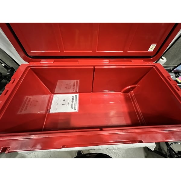 Scratch and Dent CaterGator CG170RDW Red 170 Qt. Mobile Rotomolded Outdoor Cooler / Ice Chest