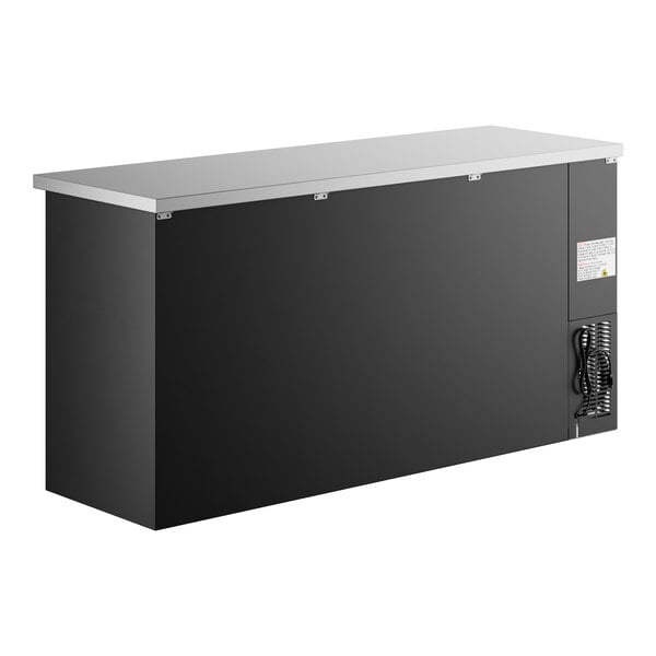 Scratch and Dent Avantco UBB-72S-HC 73" Black Counter Height Narrow Sliding Glass Door Back Bar Refrigerator with LED Lighting
