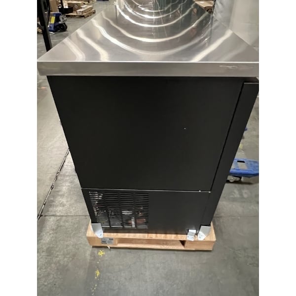 Scratch and Dent Avantco UBB-72S-HC 73" Black Counter Height Narrow Sliding Glass Door Back Bar Refrigerator with LED Lighting