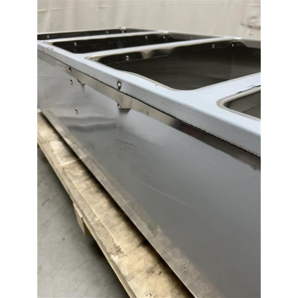 Scratch and Dent ServIt GST-4WE-NG Four Pan Open Well Natural Gas Steam Table with Undershelf - 14,000 BTU