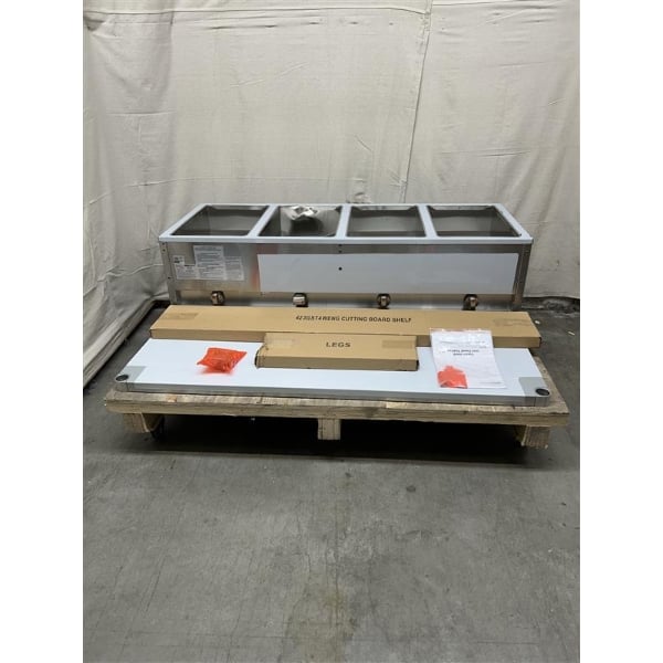 Scratch and Dent ServIt GST-4WE-NG Four Pan Open Well Natural Gas Steam Table with Undershelf - 14,000 BTU