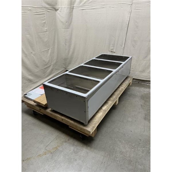 Scratch and Dent ServIt GST-4WE-NG Four Pan Open Well Natural Gas Steam Table with Undershelf - 14,000 BTU
