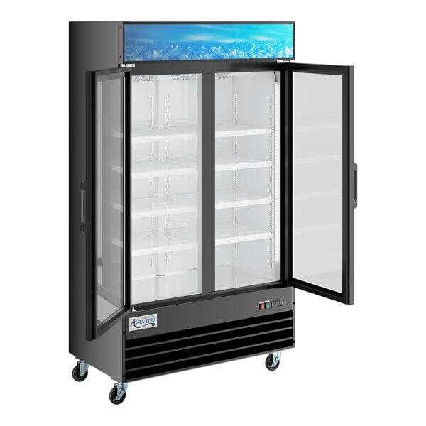 Scratch and Dent Avantco GDC-40-HC 48" Black Swing Glass Door Merchandiser Refrigerator with LED Lighting