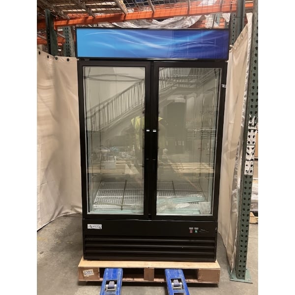Scratch and Dent Avantco GDC-40-HC 48" Black Swing Glass Door Merchandiser Refrigerator with LED Lighting
