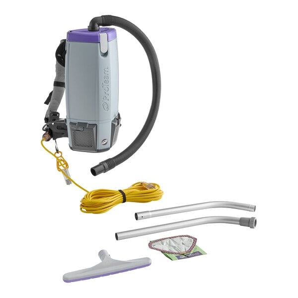 Scratch and Dent ProTeam 107744 Super Coach Pro 10 Qt. Backpack Vacuum with 101338 Two-Piece Wand and 107016 Xover Floor Tool - 120V