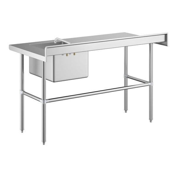Scratch and Dent Regency 30" x 60" 16 Gauge Stainless Steel Work Table with Right Sink, Faucet, and Cross Bracing
