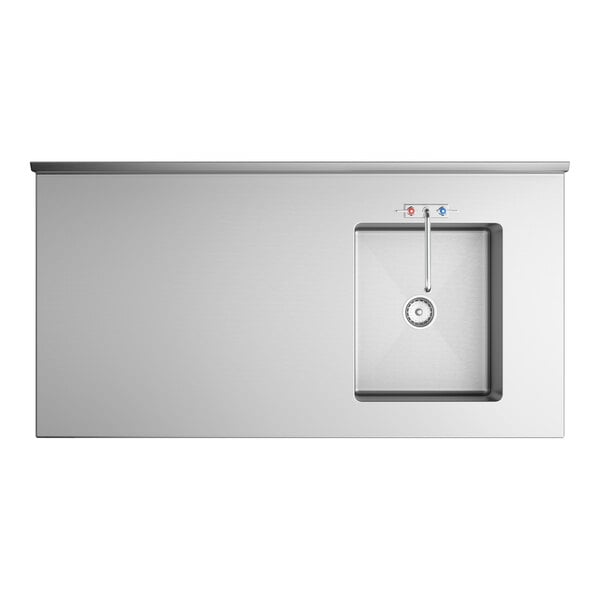 Scratch and Dent Regency 30" x 60" 16 Gauge Stainless Steel Work Table with Right Sink, Faucet, and Cross Bracing