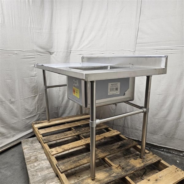Scratch and Dent Regency 30" x 60" 16 Gauge Stainless Steel Work Table with Right Sink, Faucet, and Cross Bracing