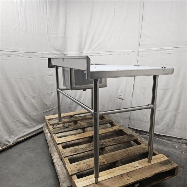 Scratch and Dent Regency 30" x 60" 16 Gauge Stainless Steel Work Table with Right Sink, Faucet, and Cross Bracing
