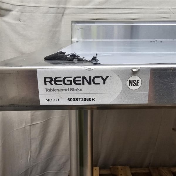 Scratch and Dent Regency 30" x 60" 16 Gauge Stainless Steel Work Table with Right Sink, Faucet, and Cross Bracing