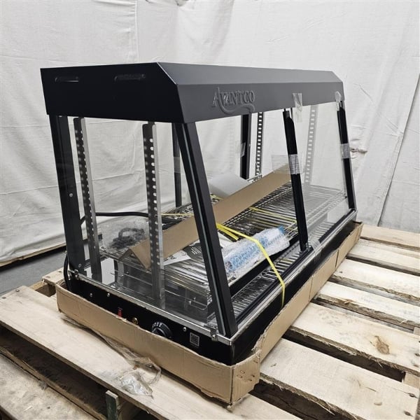 Scratch and Dent Avantco HDC-36 36" Self/Full Service 3 Shelf Countertop Heated Display Case with Sliding Doors - 120V, 1580W
