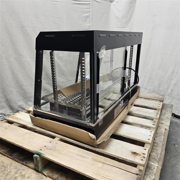 Scratch and Dent Avantco HDC-36 36" Self/Full Service 3 Shelf Countertop Heated Display Case with Sliding Doors - 120V, 1580W