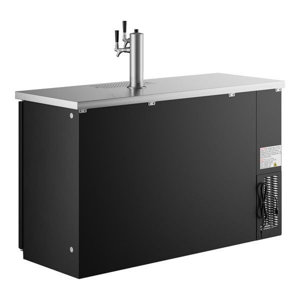 Scratch and Dent Avantco UDD-2-HC Triple Tap Kegerator Beer Dispenser - Black, (2) 1/2 Keg Capacity