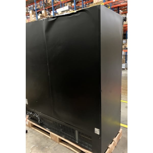Scratch and Dent Avantco GDC-69-HC 78 1/4" Black Swing Glass Door Merchandiser Refrigerator with LED Lighting