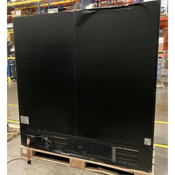 Scratch and Dent Avantco GDC-69-HC 78 1/4" Black Swing Glass Door Merchandiser Refrigerator with LED Lighting