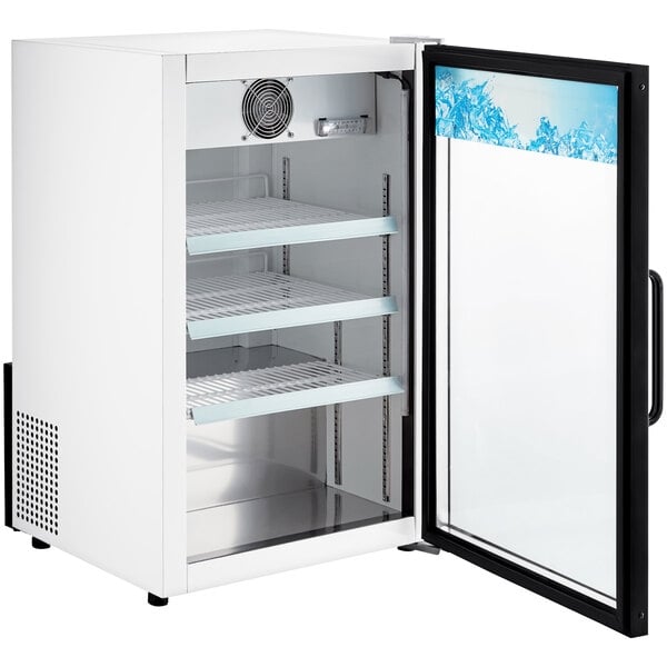 Scratch and Dent Avantco CRM-7-HC White Countertop Display Refrigerator with Swing Door - 4.1 Cu. Ft.