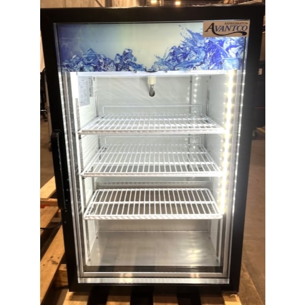 Scratch and Dent Avantco CRM-7-HC White Countertop Display Refrigerator with Swing Door - 4.1 Cu. Ft.