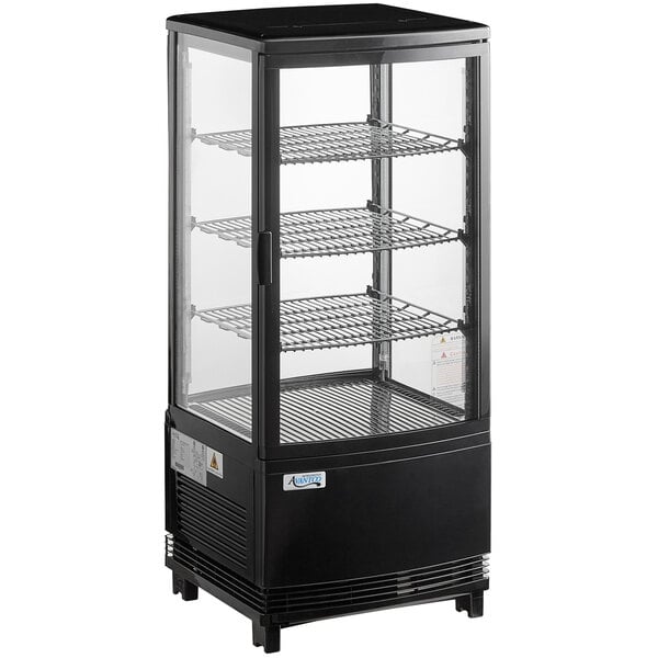 Scratch and Dent Avantco GSM-3-2-HC Black Glass Sided Pass-Through Countertop Display Refrigerator