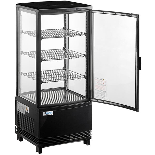 Scratch and Dent Avantco GSM-3-2-HC Black Glass Sided Pass-Through Countertop Display Refrigerator