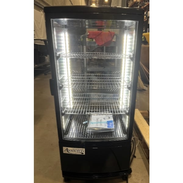 Scratch and Dent Avantco GSM-3-2-HC Black Glass Sided Pass-Through Countertop Display Refrigerator