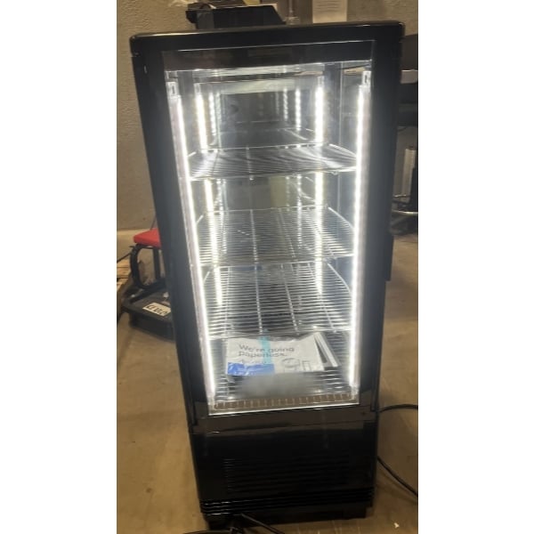 Scratch and Dent Avantco GSM-3-2-HC Black Glass Sided Pass-Through Countertop Display Refrigerator