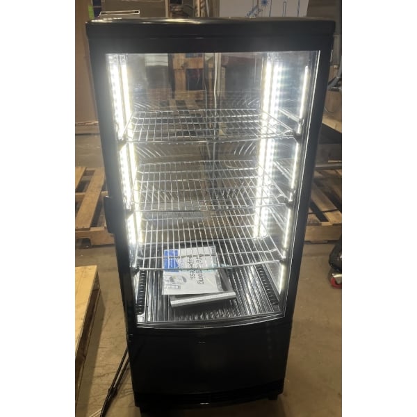 Scratch and Dent Avantco GSM-3-2-HC Black Glass Sided Pass-Through Countertop Display Refrigerator