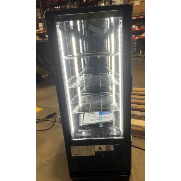 Scratch and Dent Avantco GSM-3-2-HC Black Glass Sided Pass-Through Countertop Display Refrigerator
