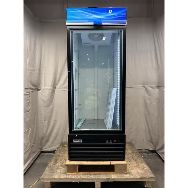 Scratch and Dent Avantco GDC-24F-HC 31" Black Swing Glass Door Merchandiser Freezer with LED Lighting