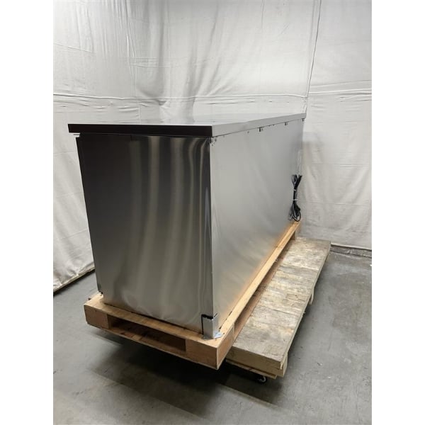 Scratch and Dent Avantco UBB-3-HC 69" Stainless Steel Counter Height Solid Door Back Bar Refrigerator with LED Lighting